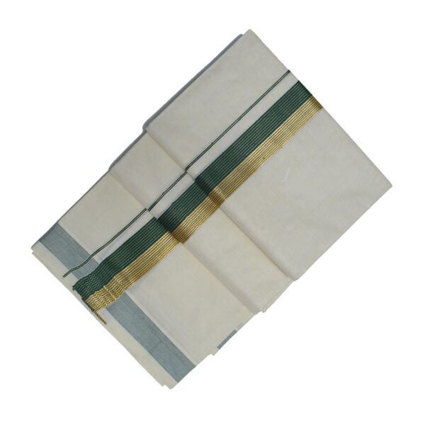 Men's Kara Kasavu Pure Cotton Off White Dhoti | 4 Metres
