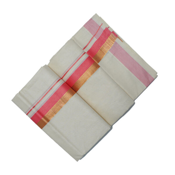 Men's Kara Kasavu Pure Cotton Off White Dhoti | 4 Metres