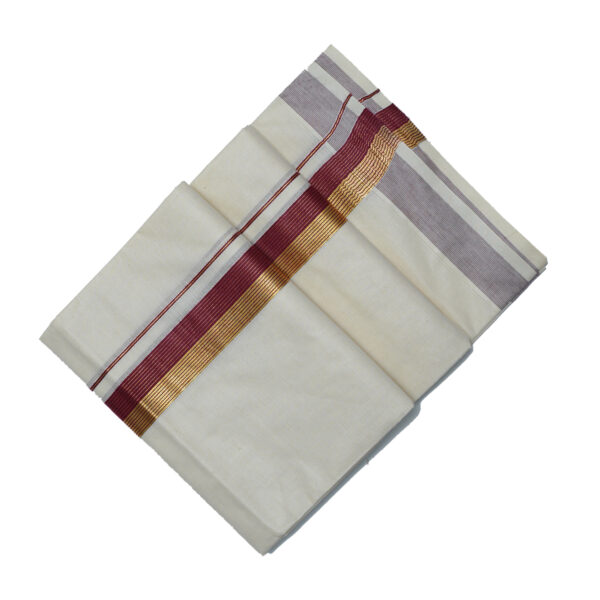 Men's Kara Kasavu Pure Cotton Off White Dhoti | 4 Metres
