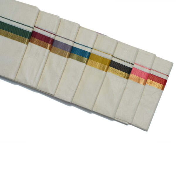 Men's Kara Kasavu Pure Cotton Off White Dhoti | 4 Metres