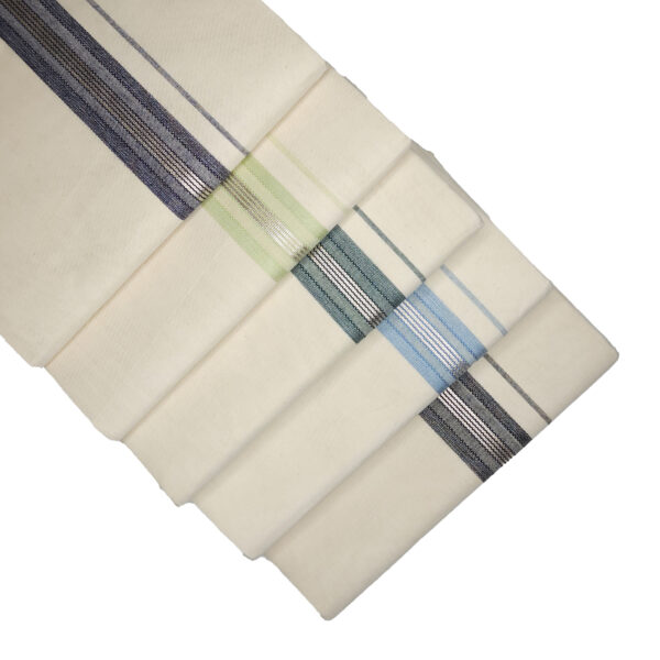 Brilliant Silver Zari & Cotton Pastel Colour Bordered Dhoti for Men | 4 Metres