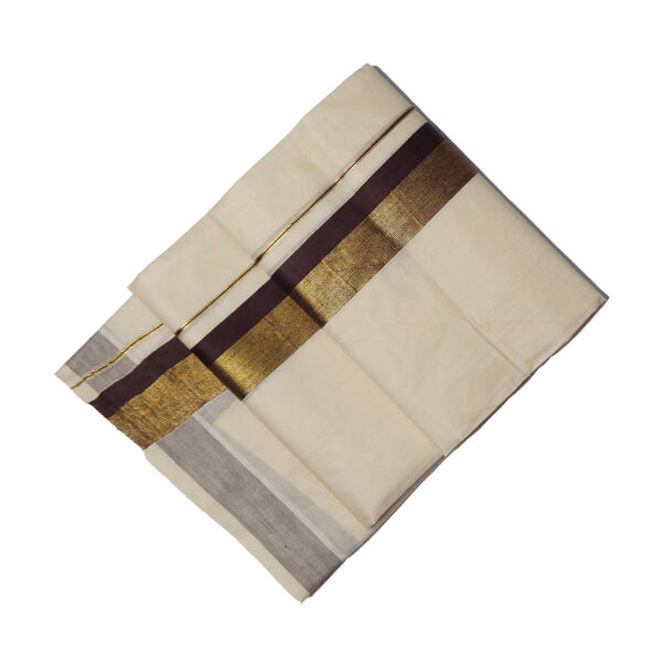 Authentic Micro Lined Kara Kasavu Cotton Off-White Kerala Dhoti | 4 Metres