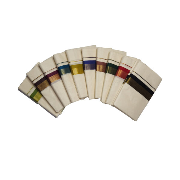 Authentic Micro Lined Kara Kasavu Cotton Off-White Kerala Dhoti | 4 Metres